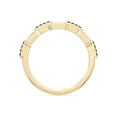 natural black onyx interlocking wedding band rings in yellow gold vermeil