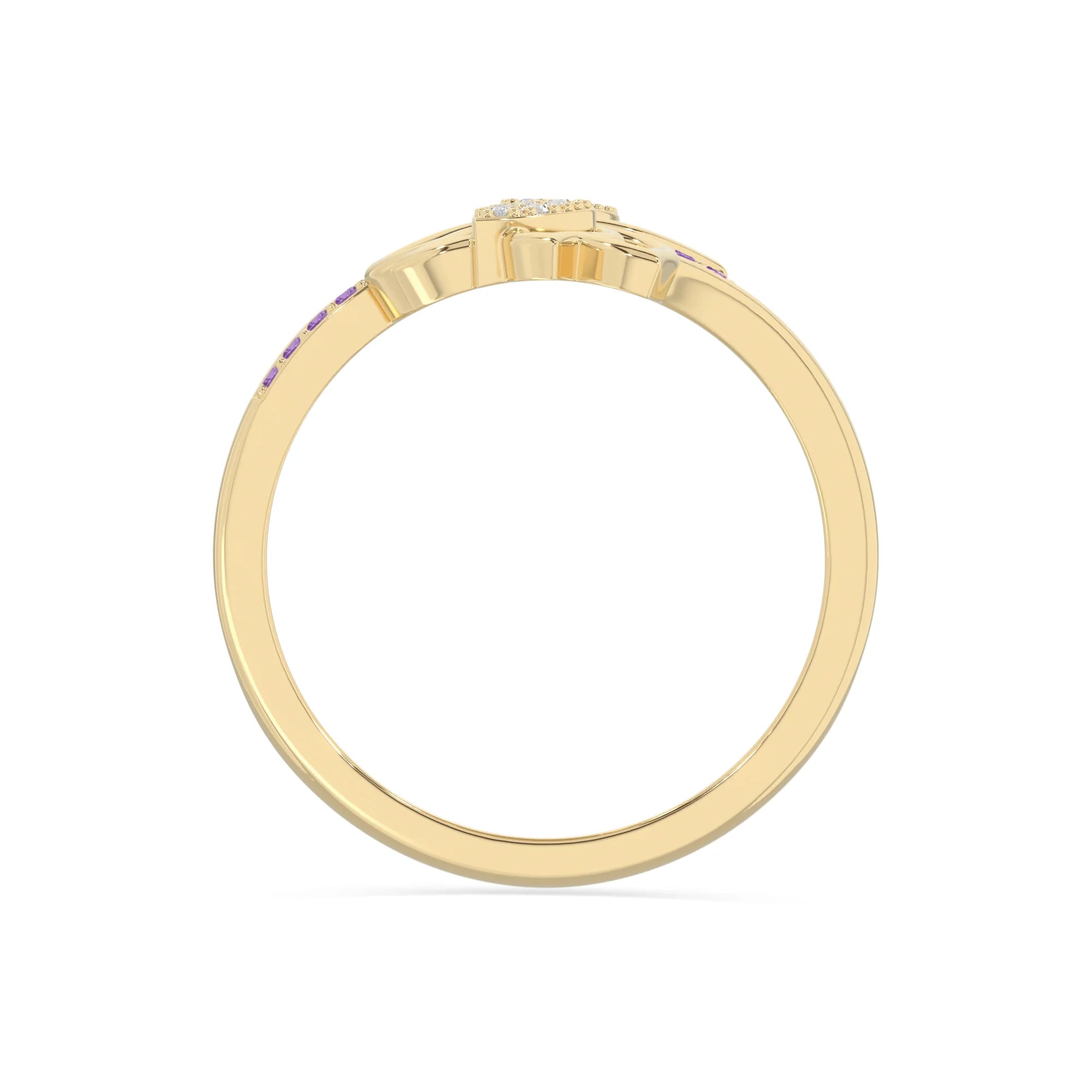 natural amethyst lotus blossom rings in yellow gold vermeil