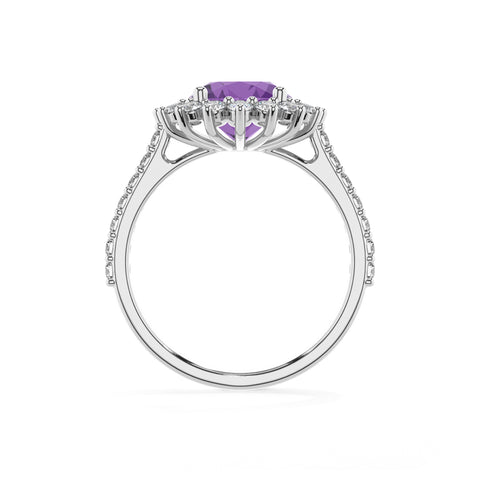 lab grown amethyst round half eterity halo solitaire engagement ring