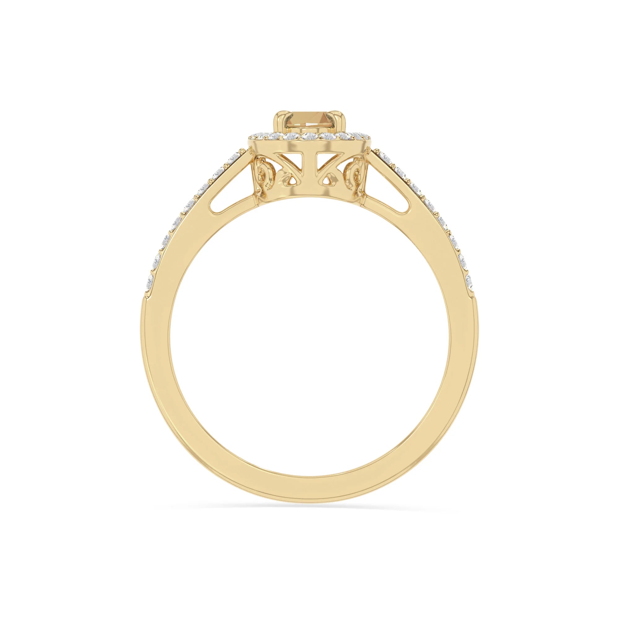 natural citrine solitaire halo engagement rings in yellow gold vermeil