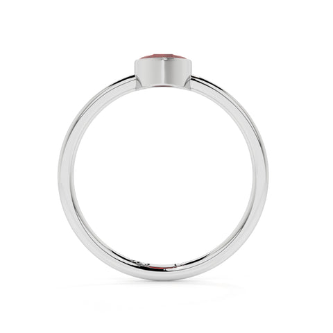 red garnet pear cut stackable bezel-set ring