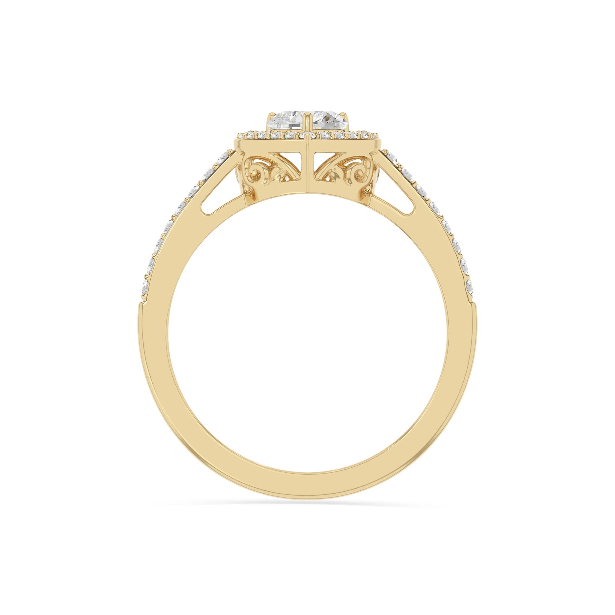 natural moissanite solitaire halo engagement rings in yellow gold vermeil