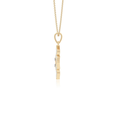 natural blue-sapphire 4 petal flower necklaces in yellow gold vermeil 