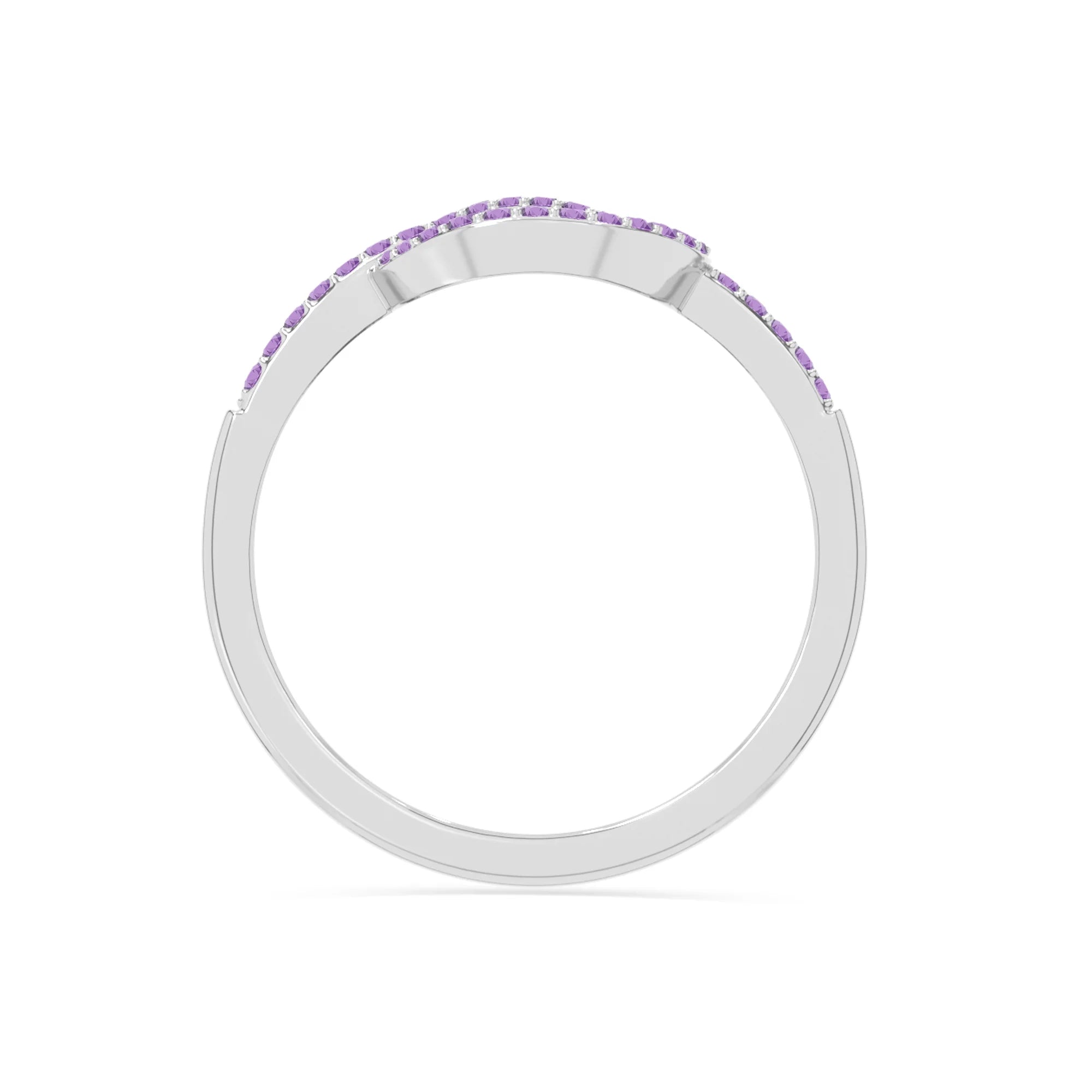 natural amethyst infinity knot promise rings in sterling silver 