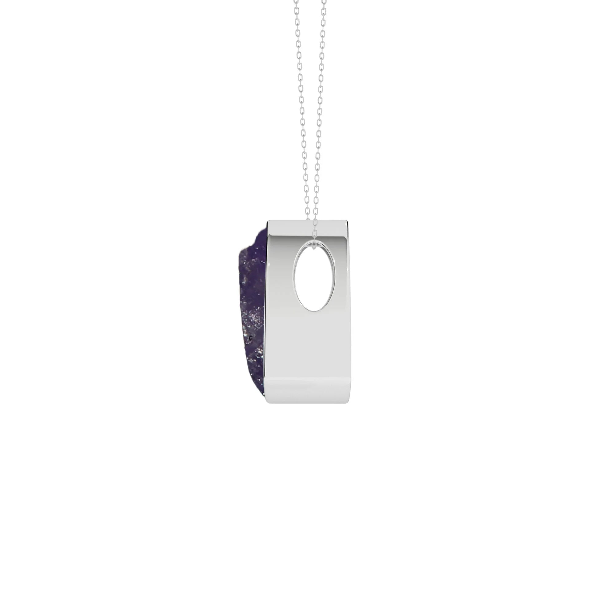 natural purple-moonstone trillion shape pendant necklace