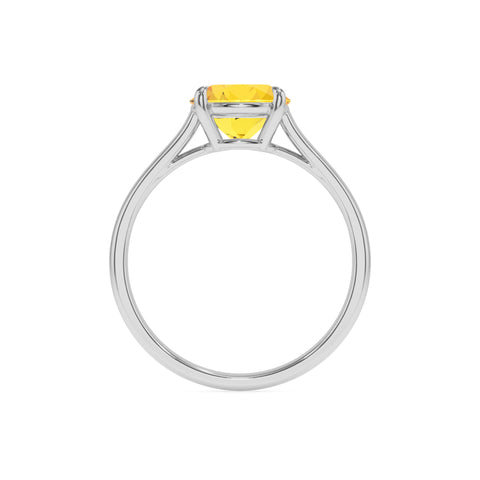 lab grown yellow sapphire round solitaire engagement ring