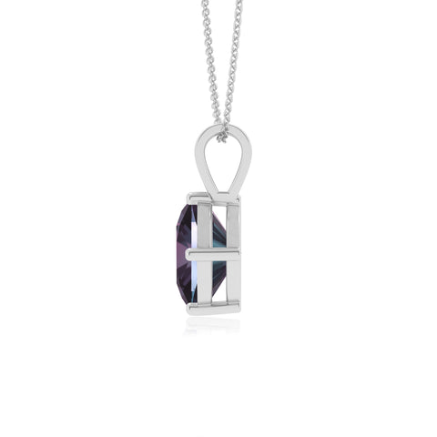 lab grown alexandrite cushion shape solitaire v-bale pendant necklace