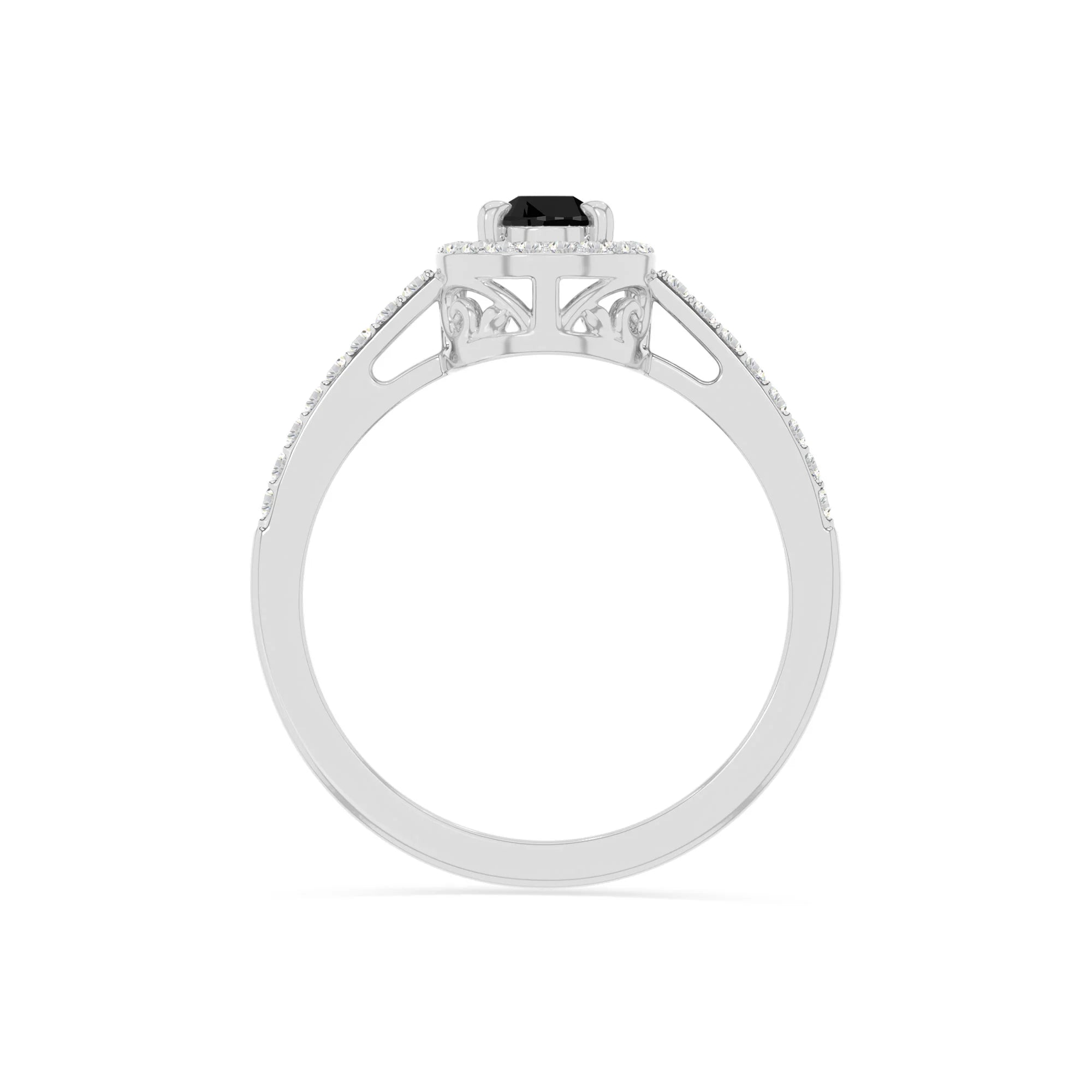 natural black onyx solitaire halo engagement rings in sterling silver 