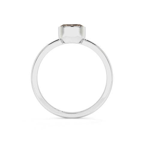 smoky quartz round cut stackable bezel-set ring