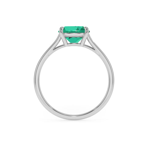 lab grown emerald cushion solitaire engagement ring