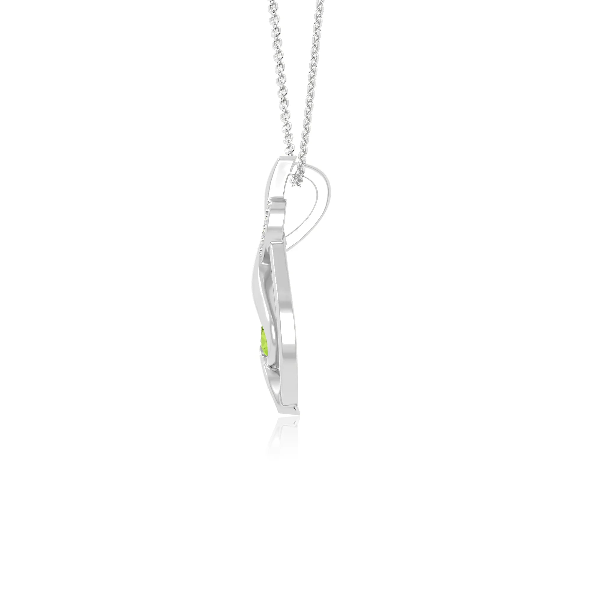 peridot twisted infinty knot necklaces in sterling silver 