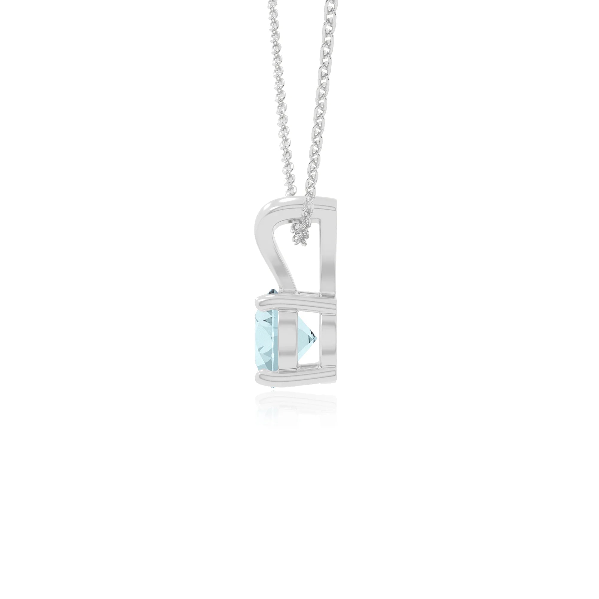natural aquamarine v-bale solitaire necklaces in sterling silver 