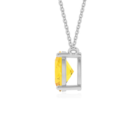 lab grown yellow sapphire oval shape solitaire v-bale pendant necklace