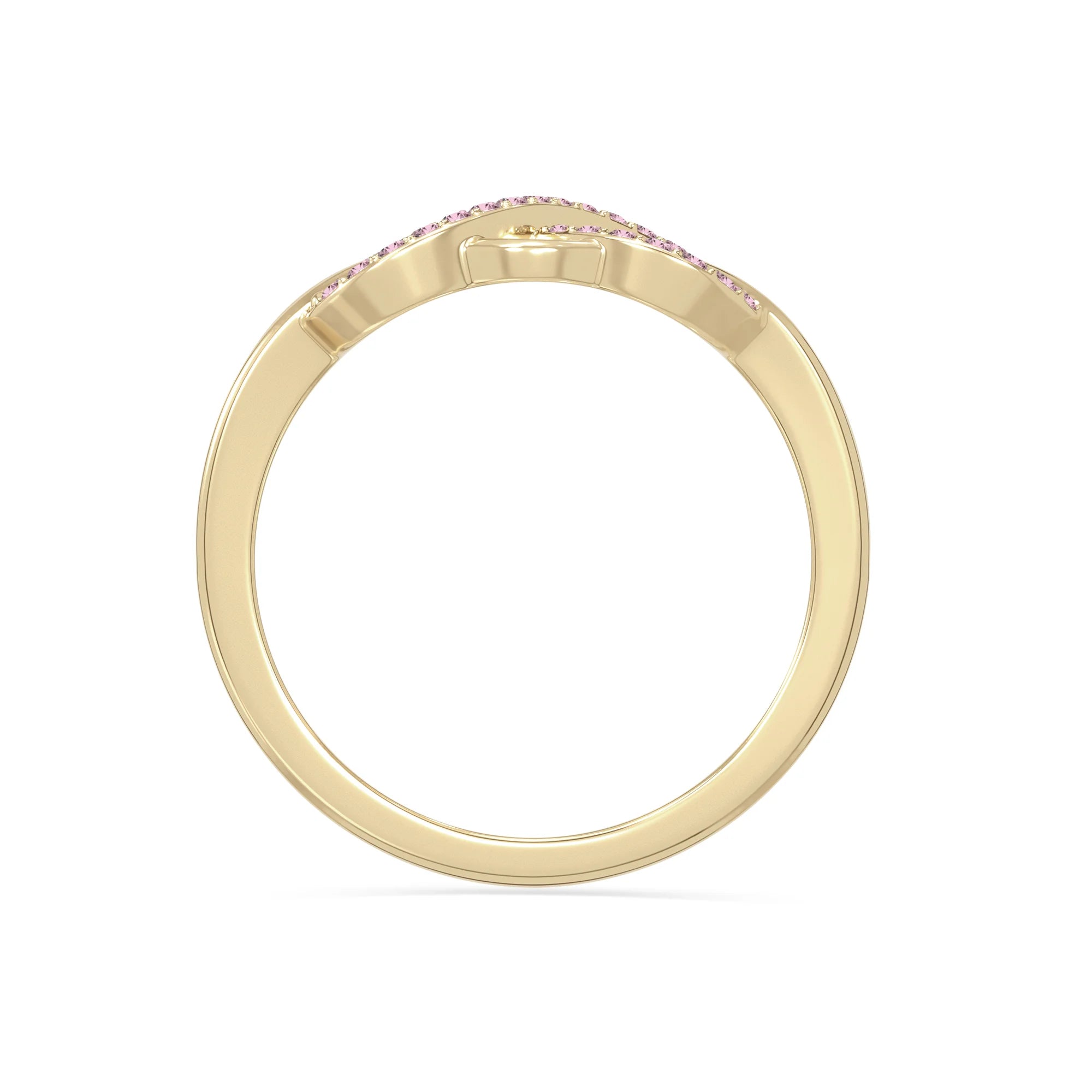 natural pink tourmaline infinity promise rings in yellow gold vermeil