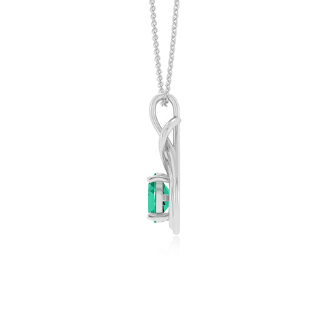 lab grown emerald round shape solitaire infinity knot pendant necklace