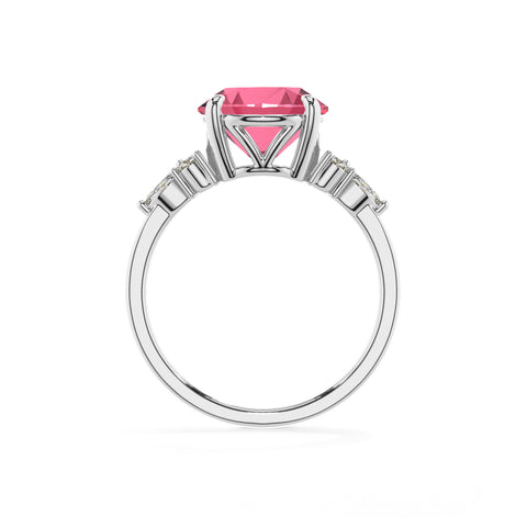 lab-grown pink-tourmaline round solitaire engagement ring