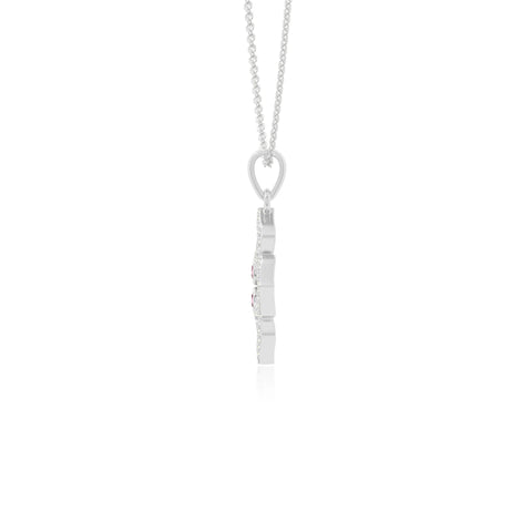 natural pink-tourmaline 4 petal flower necklaces in sterling silver 