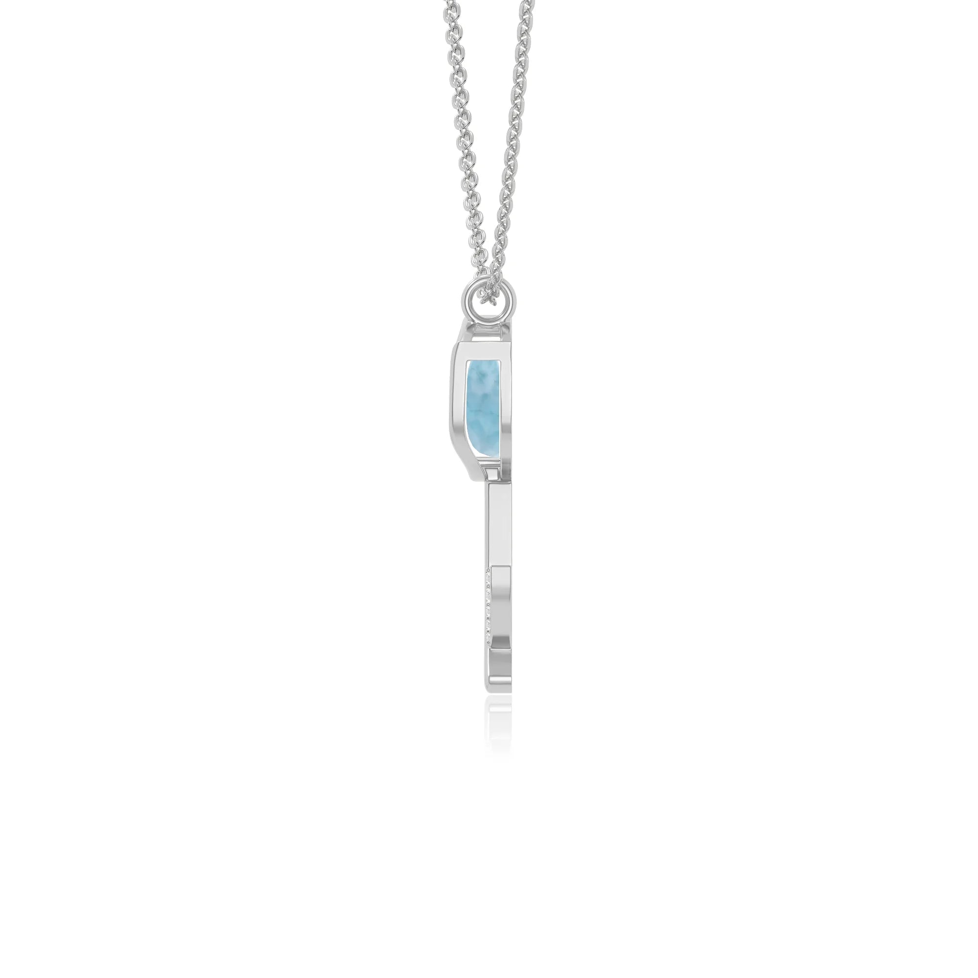 natural larimar tulip necklaces in sterling silver 