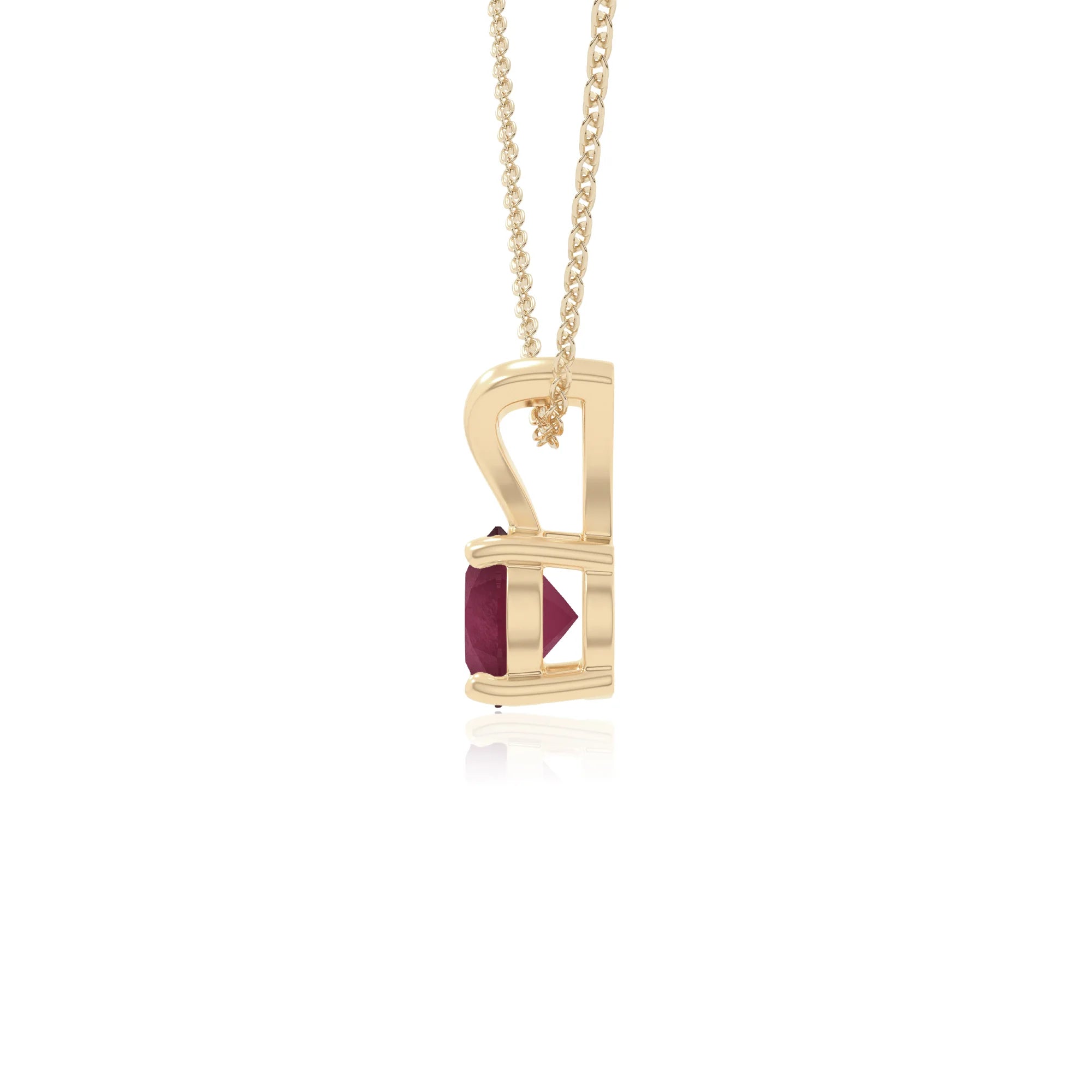 natural ruby v-bale solitaire necklaces in yellow gold vermeil 