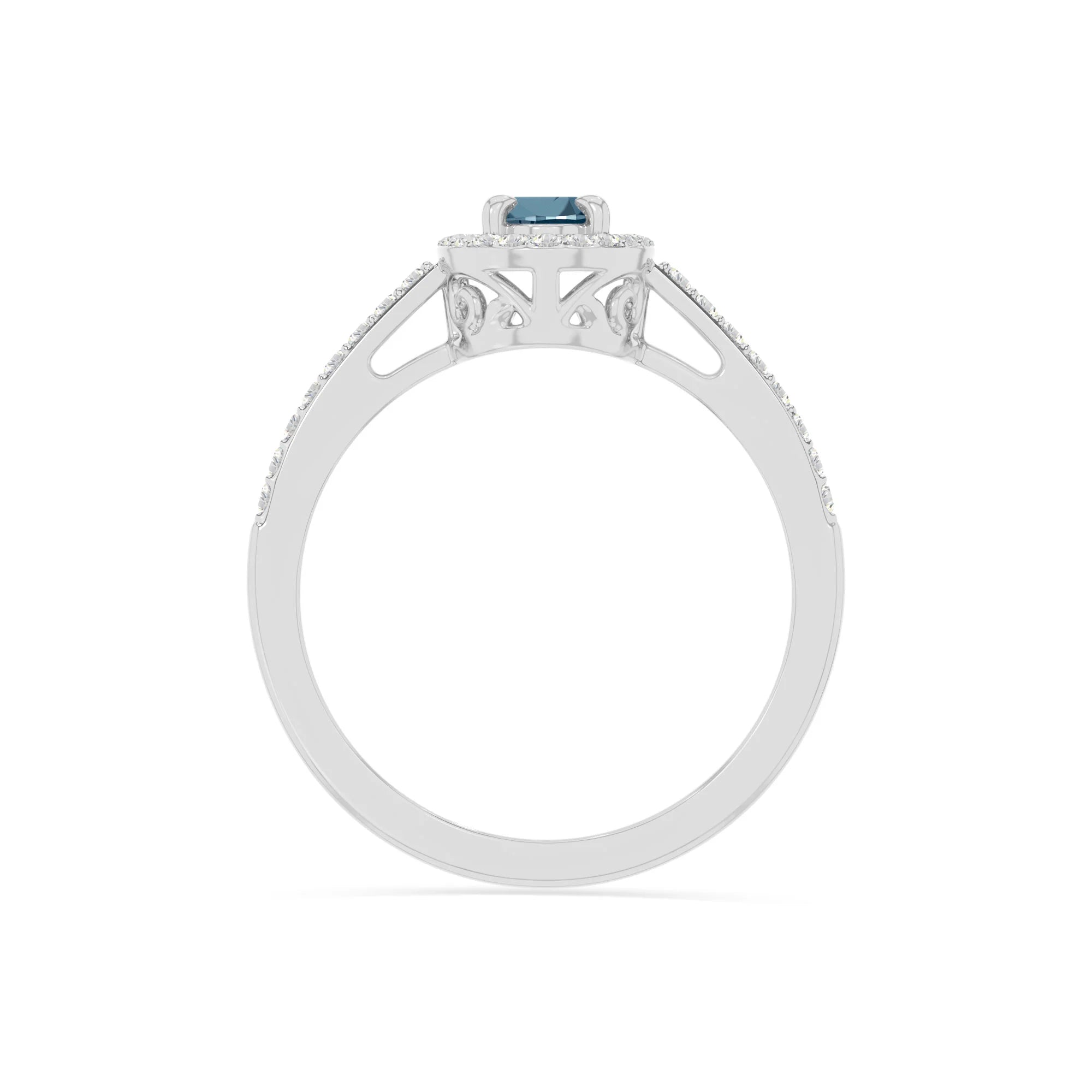 natural london blue topaz solitaire halo engagement rings in sterling silver 
