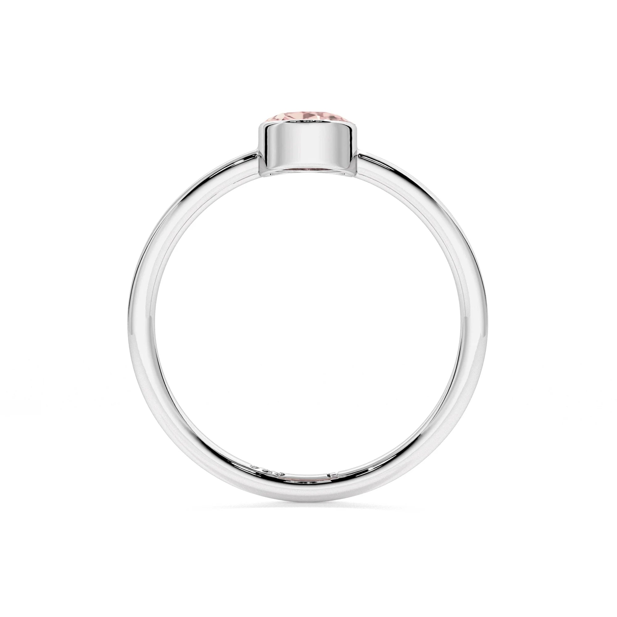 rose quartz oval cut stackable bezel-set ring