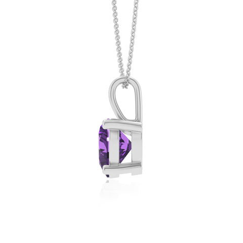 lab grown amethyst heart shape solitaire pendant necklace