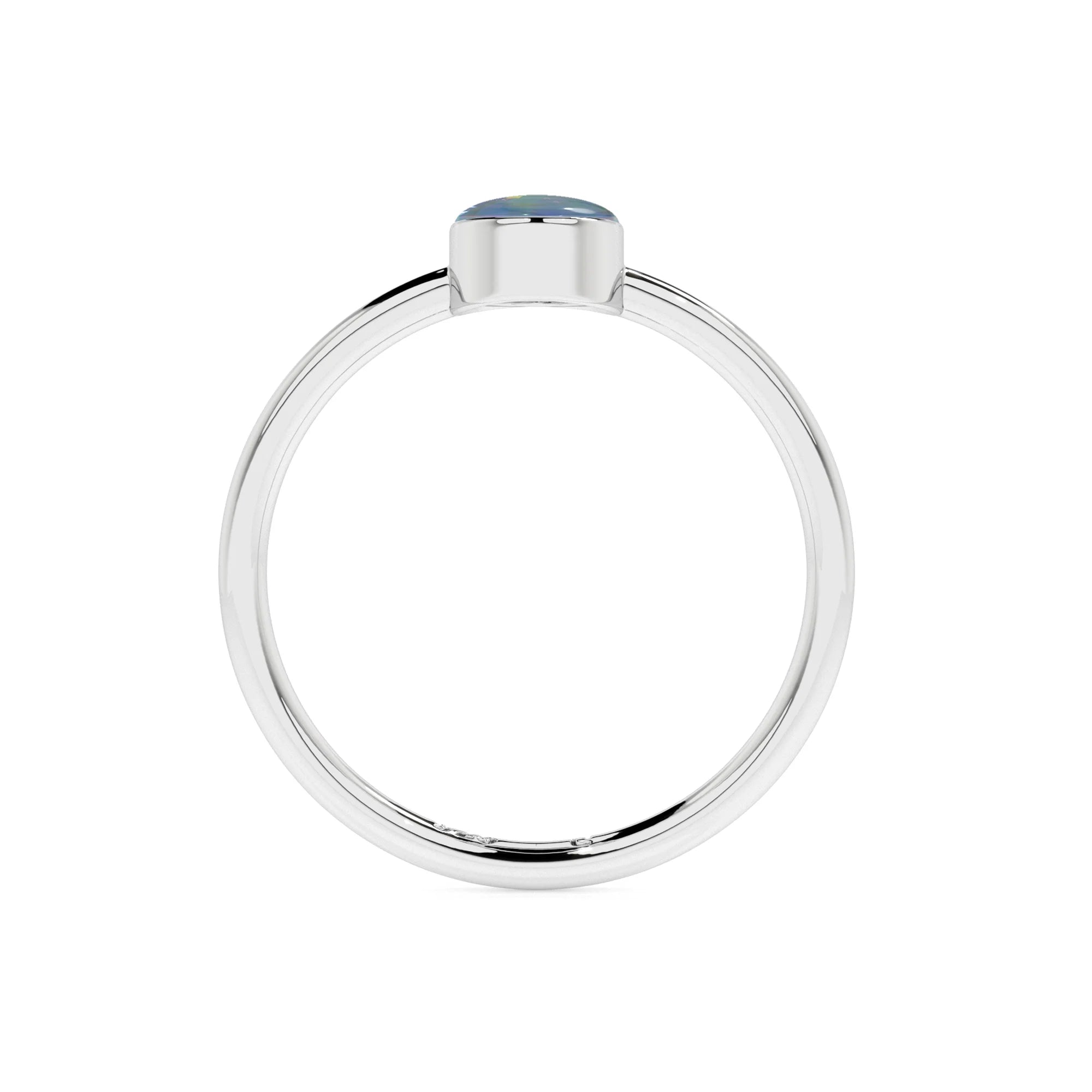 australian opal oval cab stackable bezel-set ring