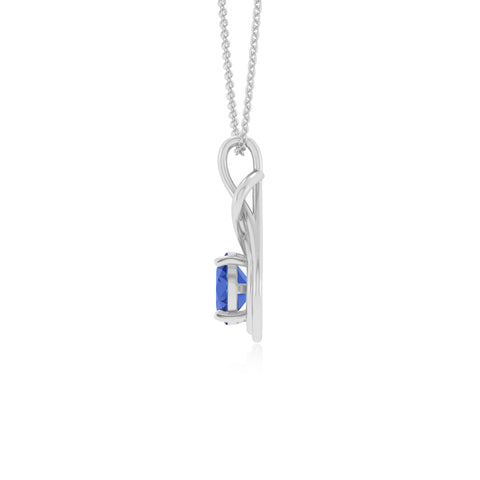 lab grown blue-sapphire round shape solitaire infinity knot pendant necklace