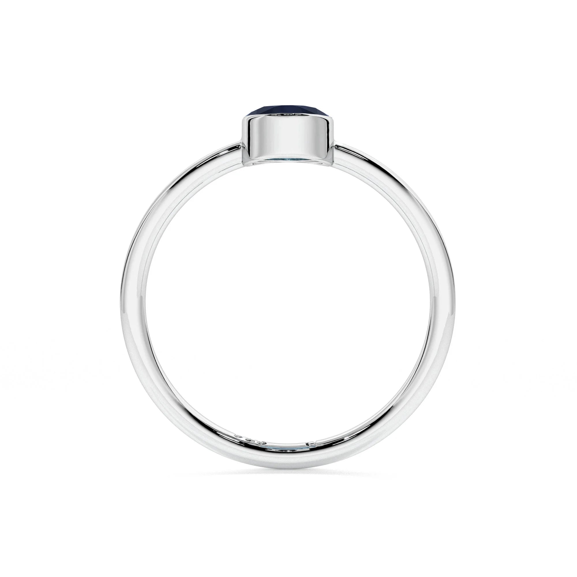 blue sapphire oval cut stackable bezel-set ring