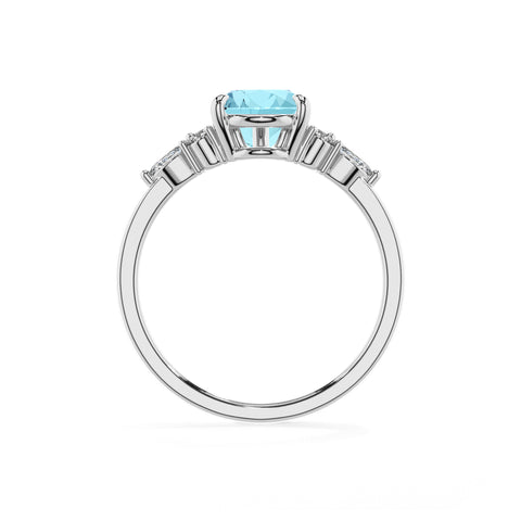 lab grown aquamarine pear solitaire engagement ring