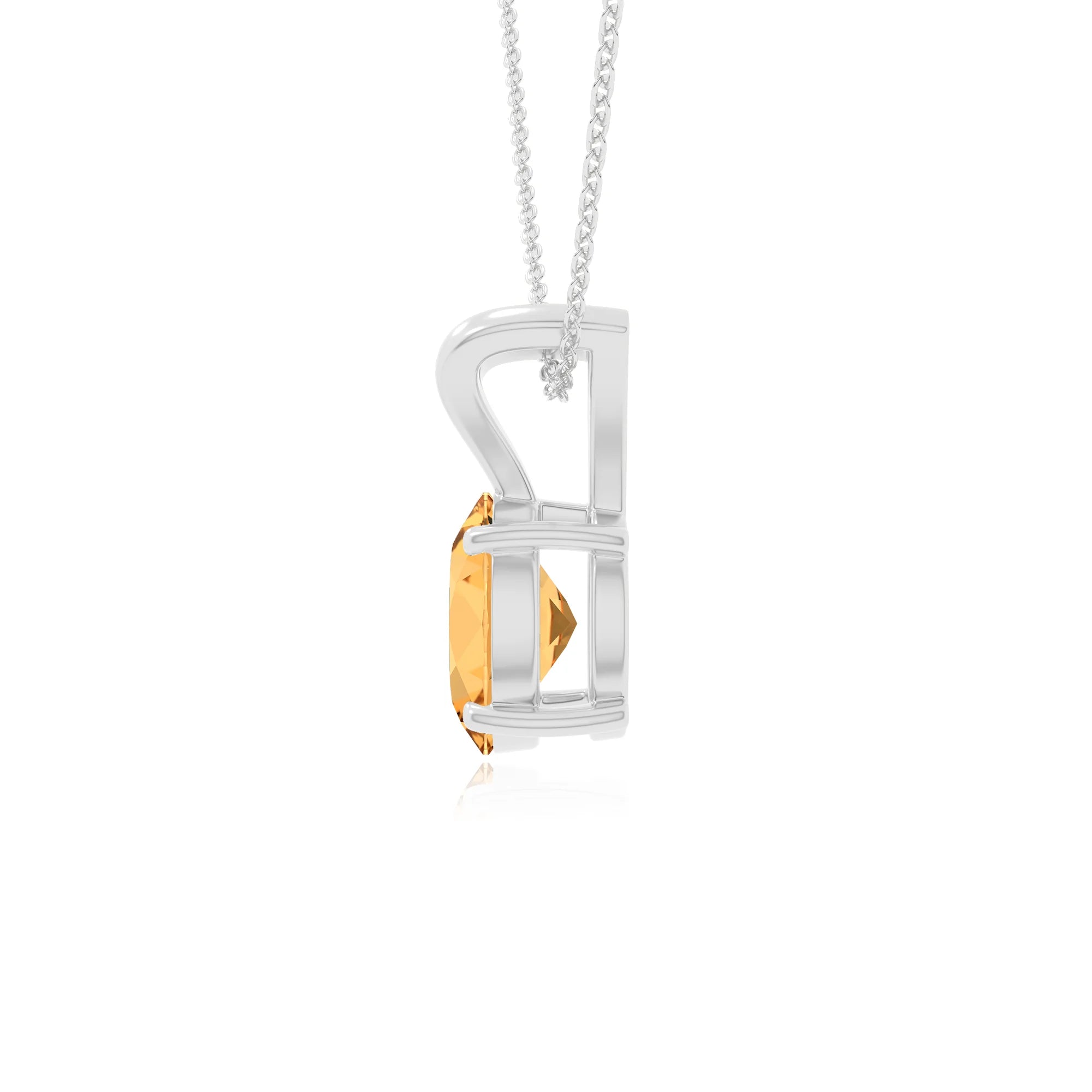 natural citrine v-bale solitaire necklaces in sterling silver 