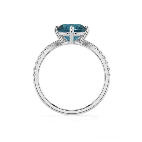 natural london blue topaz round solitaire engagement ring