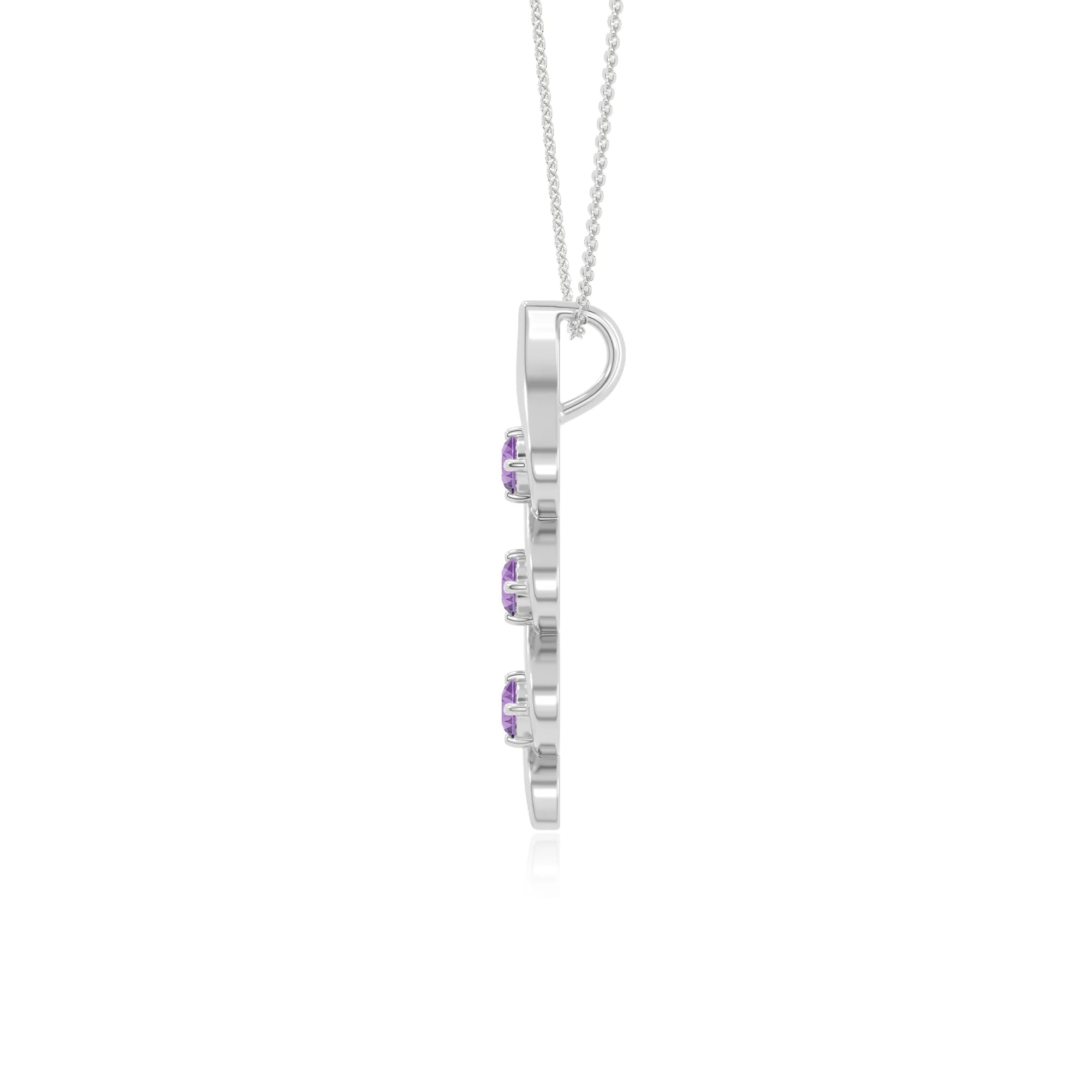 natural amethyst 3 stone helix necklaces in sterling silver 