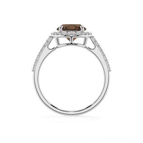 natural smoky-quartz round half eterity halo solitaire engagement ring