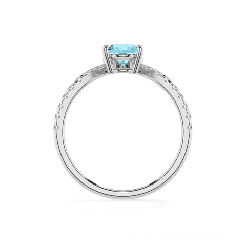 lab grown aquamarine pear solitaire engagement ring