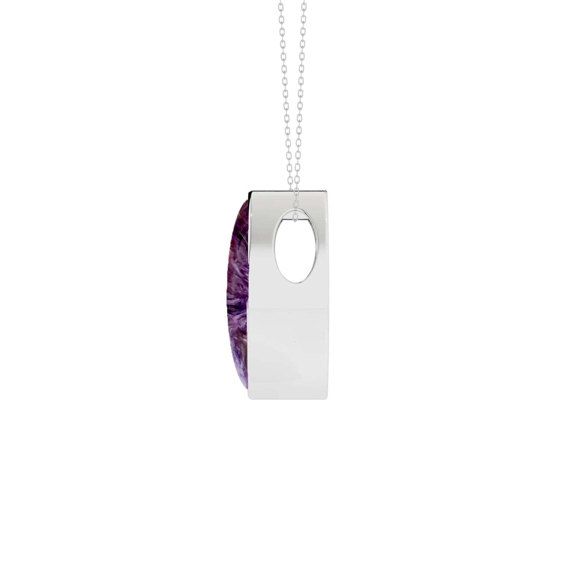 natural charoite marquise shape pendant necklace