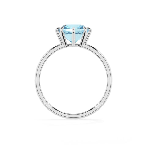 lab grown aquamarine cushion solitaire engagement ring