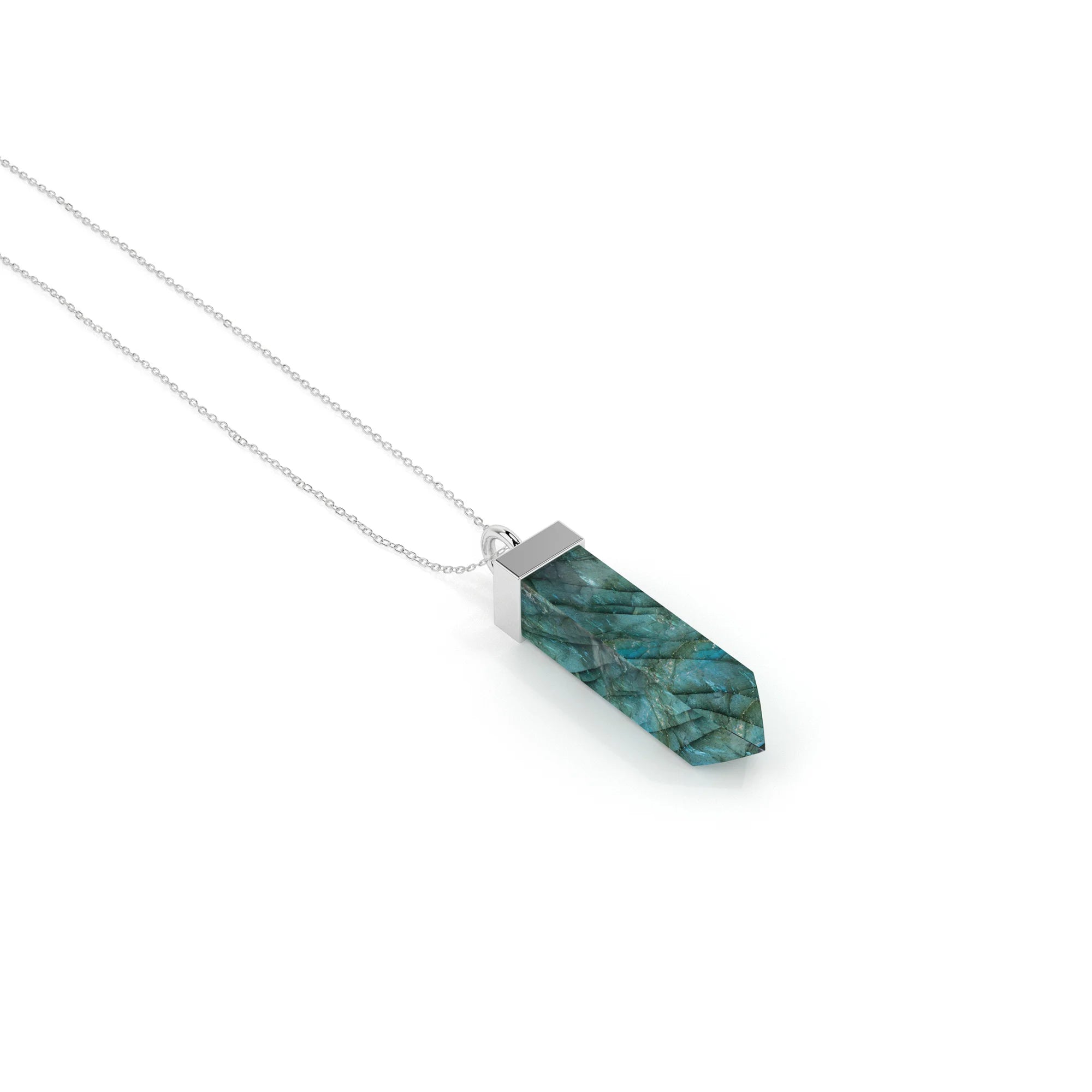 natural labradorite pentagon shape pendant necklace