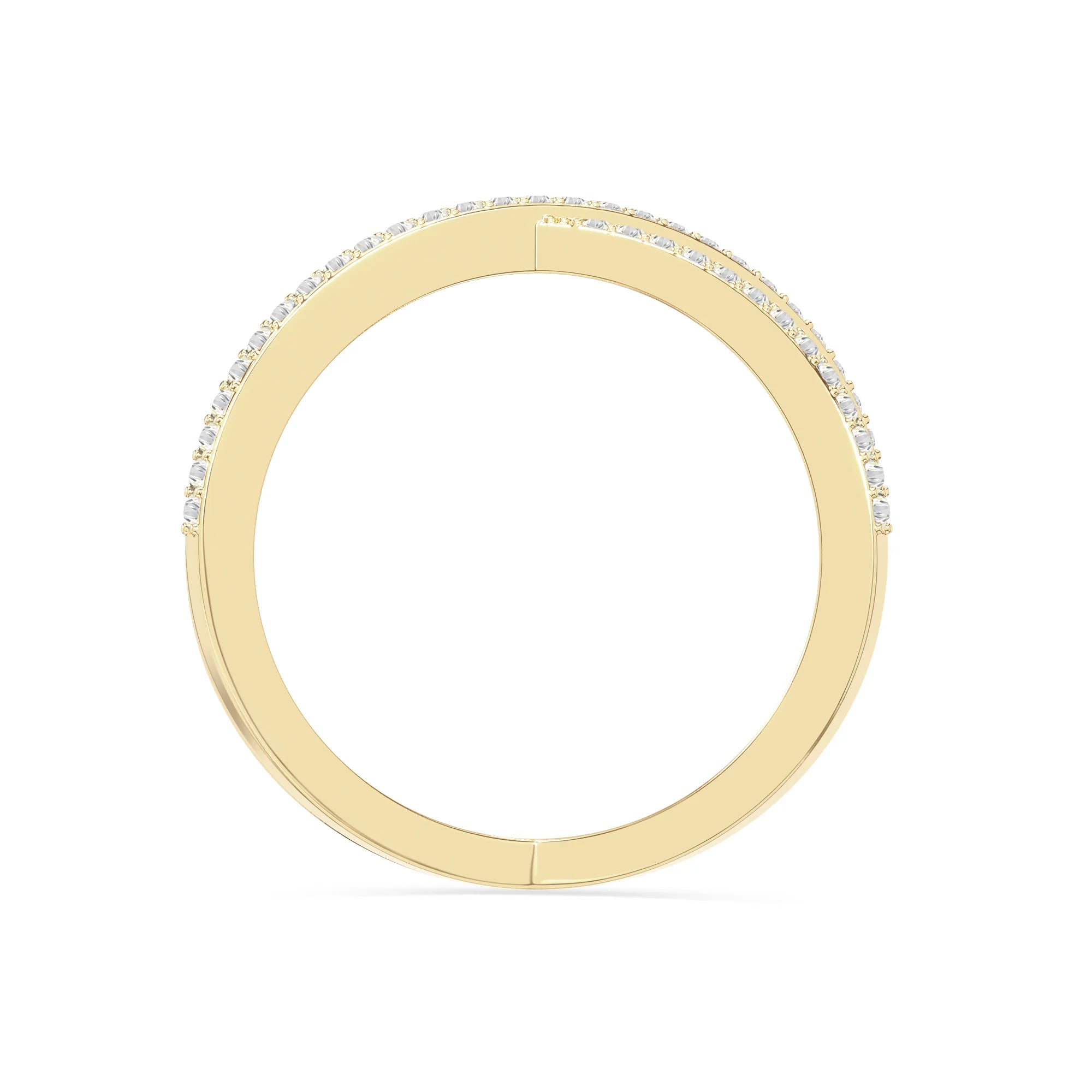 natural moissanite criss cross band rings in yellow gold vermeil