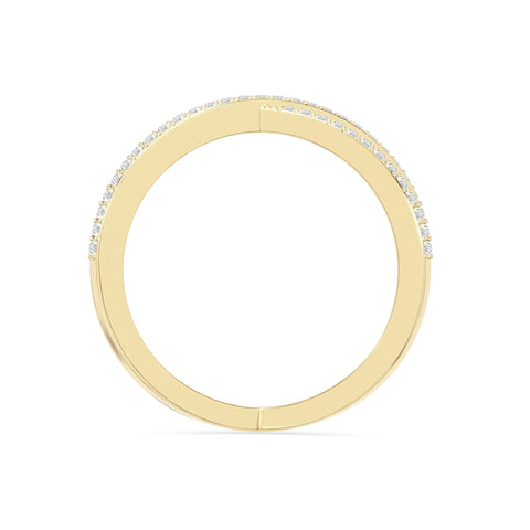 natural moissanite criss cross band rings in yellow gold vermeil