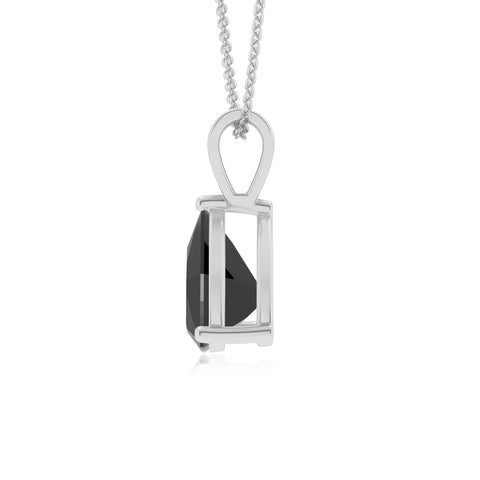 natural black-onyx trillion shape solitaire v-bale pendant necklace