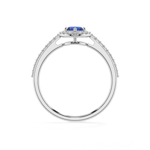 lab-grown blue-sapphire pear half eterity halo solitaire engagement ring