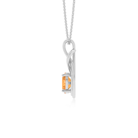 lab grown citrine round shape solitaire infinity knot pendant necklace