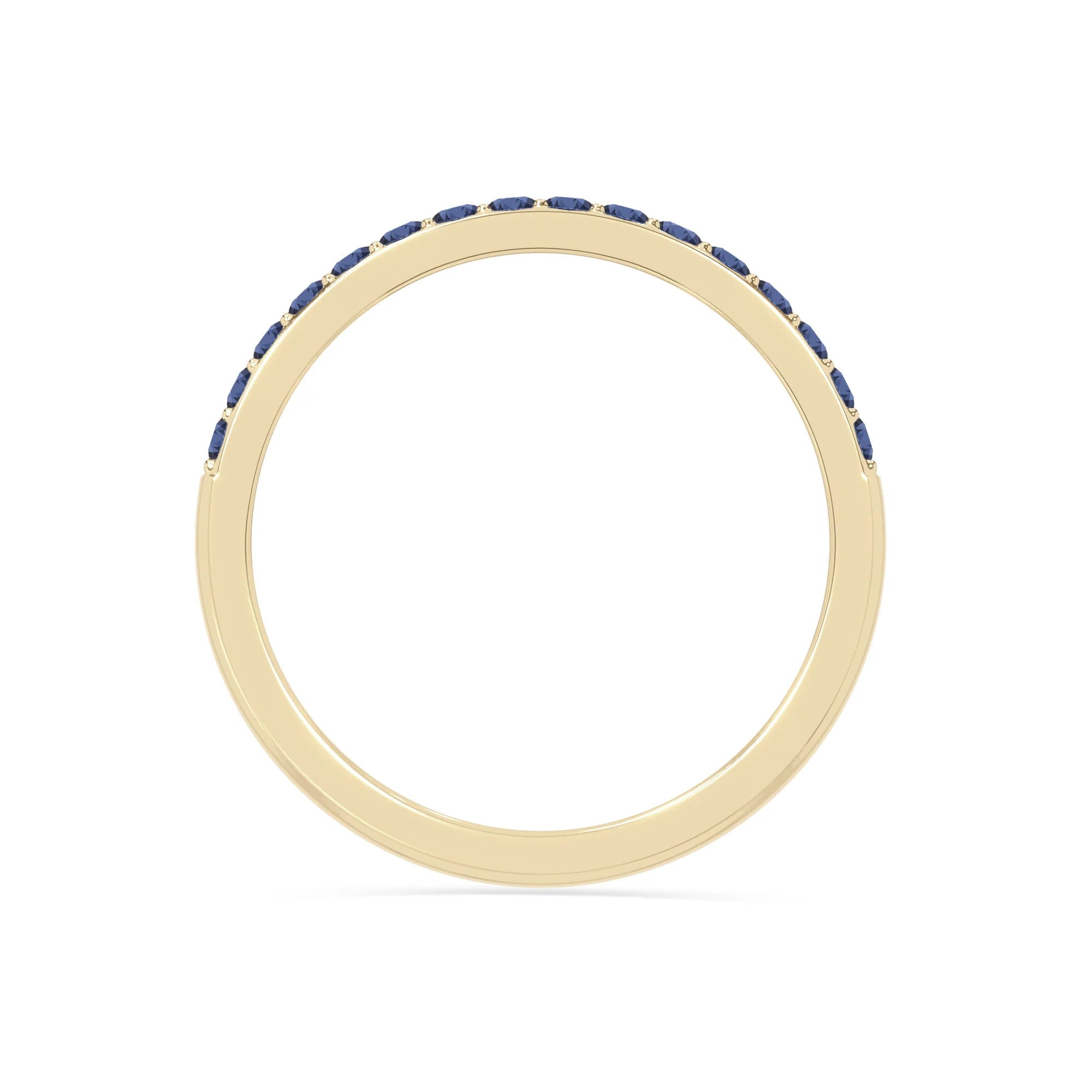 natural blue sapphire half eternity band rings in yellow gold vermeil