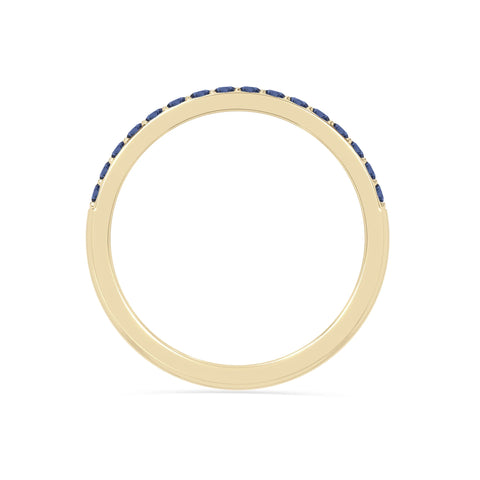 natural blue sapphire half eternity band rings in yellow gold vermeil