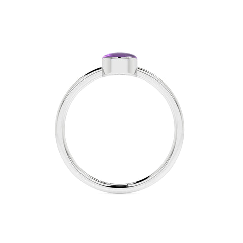 amethyst oval cab stackable bezel-set ring