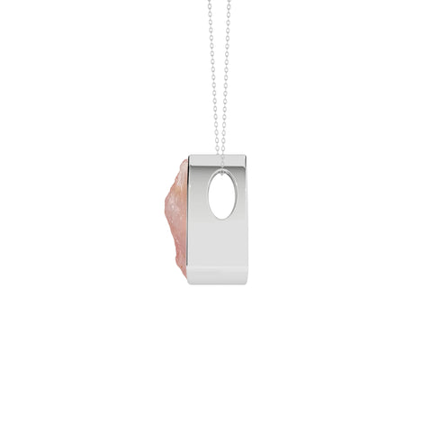 natural rose-quartz trillion shape pendant necklace
