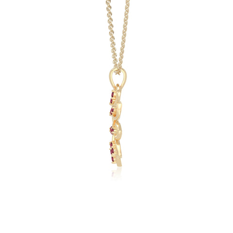 natural ruby flower necklaces in yellow gold vermeil 