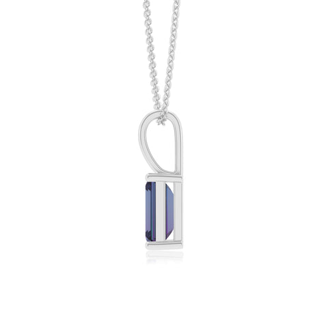 lab grown alexandrite emerald-cut shape solitaire pendant necklace