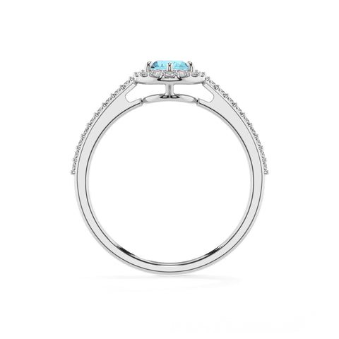 lab grown aquamarine pear half eterity halo solitaire engagement ring